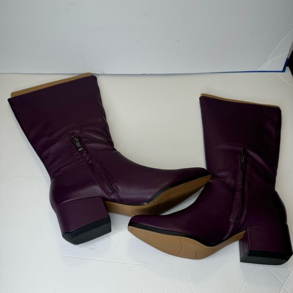 Franco Sarto Jaxine Plum Leather Mid Boots Size 8.5M New - Picture 5 of 7